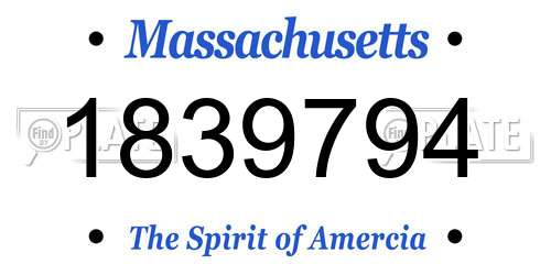 1839794 Massachusetts License Plate