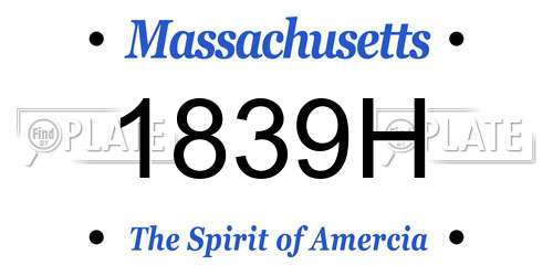 1839H Massachusetts License Plate