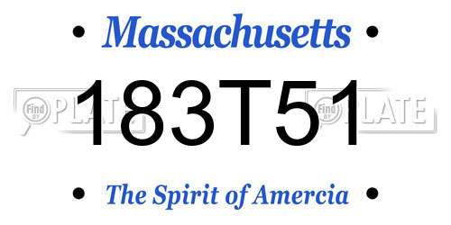 183T51 Massachusetts License Plate