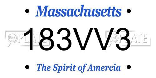 183VV3 Massachusetts License Plate
