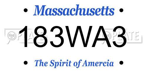 183WA3 Massachusetts License Plate