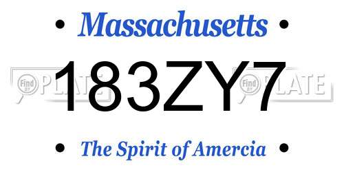 183ZY7 Massachusetts License Plate