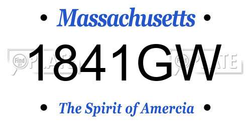 1841GW Massachusetts License Plate
