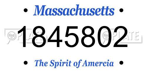 1845802 Massachusetts License Plate