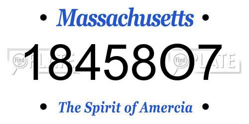 18458O7 Massachusetts License Plate