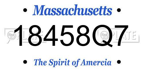 18458Q7 Massachusetts License Plate