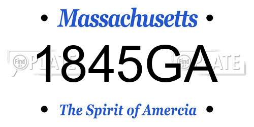 1845GA Massachusetts License Plate