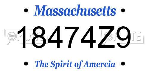 18474Z9 Massachusetts License Plate