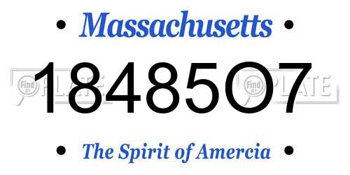 18485O7 Massachusetts License Plate