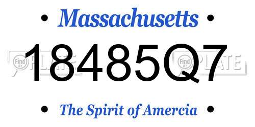 18485Q7 Massachusetts License Plate