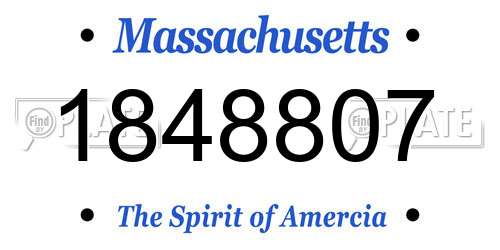1848807 Massachusetts License Plate