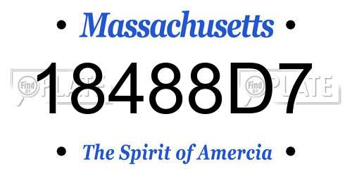 18488D7 Massachusetts License Plate
