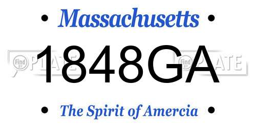 1848GA Massachusetts License Plate