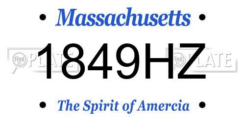 1849HZ Massachusetts License Plate