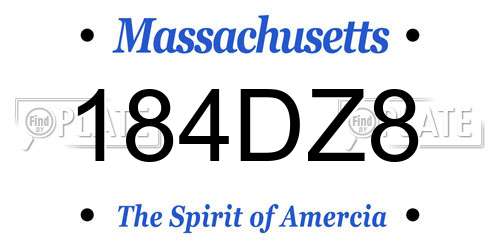 184DZ8 Massachusetts License Plate