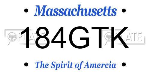 184GTK Massachusetts License Plate