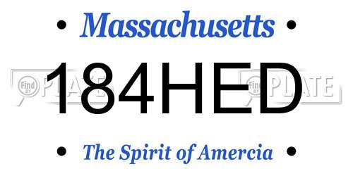 184HED Massachusetts License Plate