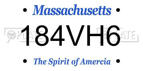 184VH6 Massachusetts License Plate