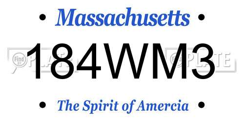 184WM3 Massachusetts License Plate