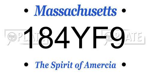 184YF9 Massachusetts License Plate