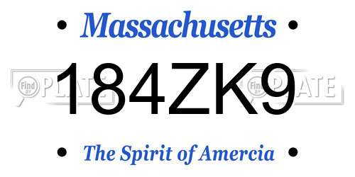 184ZK9 Massachusetts License Plate