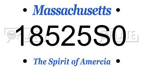 18525S0 Massachusetts License Plate