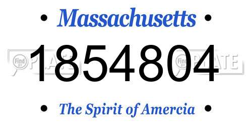 1854804 Massachusetts License Plate