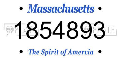 1854893 Massachusetts License Plate