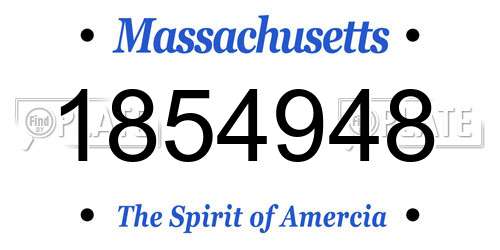 1854948 Massachusetts License Plate