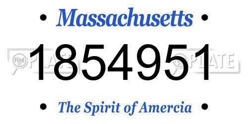 1854951 Massachusetts License Plate