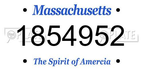 1854952 Massachusetts License Plate
