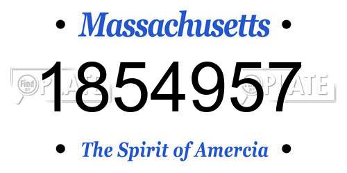 1854957 Massachusetts License Plate