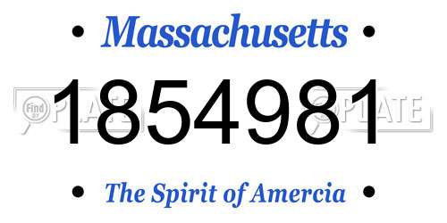 1854981 Massachusetts License Plate