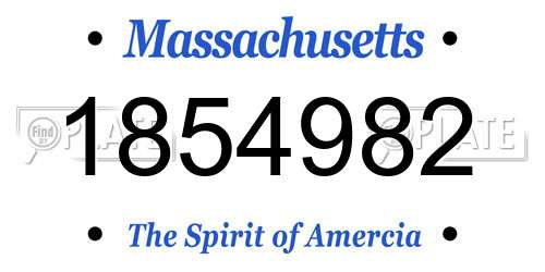 1854982 Massachusetts License Plate
