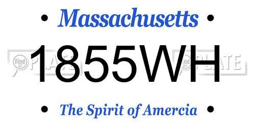 1855WH Massachusetts License Plate