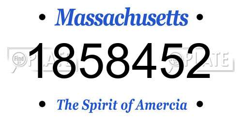 1858452 Massachusetts License Plate