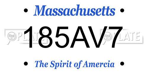 185AV7 Massachusetts License Plate
