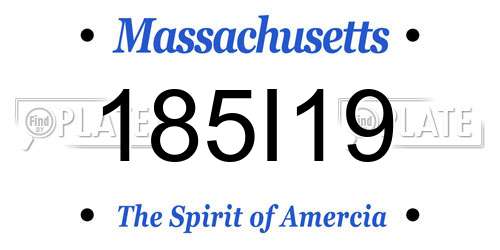 185I19 Massachusetts License Plate