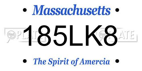 185LK8 Massachusetts License Plate