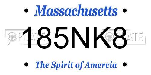 185NK8 Massachusetts License Plate