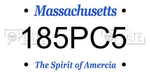 185PC5 Massachusetts License Plate