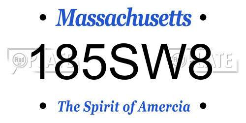 185SW8 Massachusetts License Plate