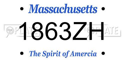 1863ZH Massachusetts License Plate