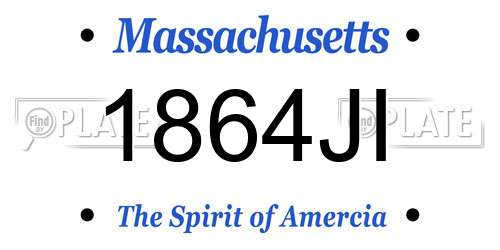 1864JI Massachusetts License Plate