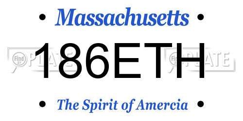 186ETH Massachusetts License Plate