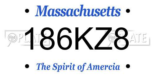 186KZ8 Massachusetts License Plate