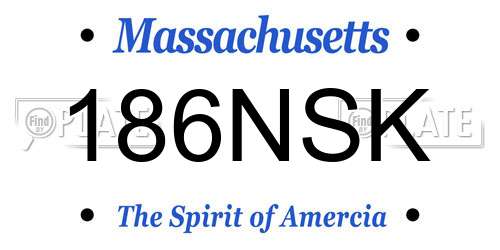 186NSK Massachusetts License Plate