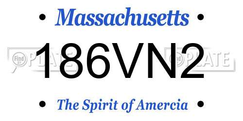 186VN2 Massachusetts License Plate