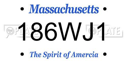 186WJ1 Massachusetts License Plate