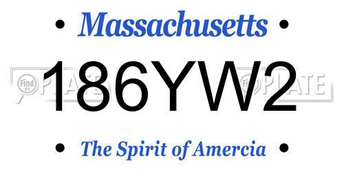 186YW2 Massachusetts License Plate